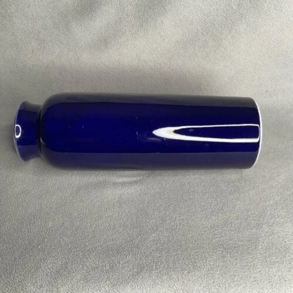 VTG Interpur Cobalt Blue Peacock Oriental Vase 22K Gold Trim Japan‎ 10.5